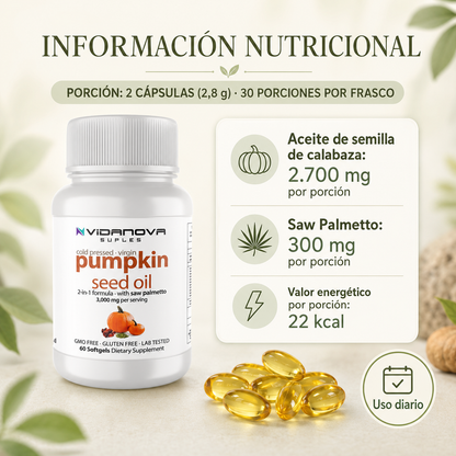 Aceite de semilla de calabaza para el bienestar urinal masculino